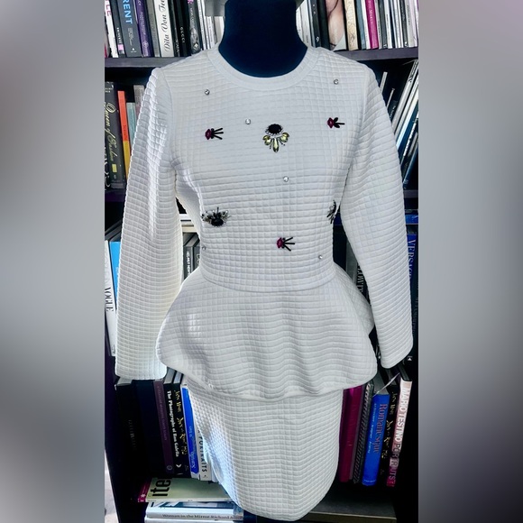 CC Boutique White Embellished Peplum mini suit - Picture 1 of 15